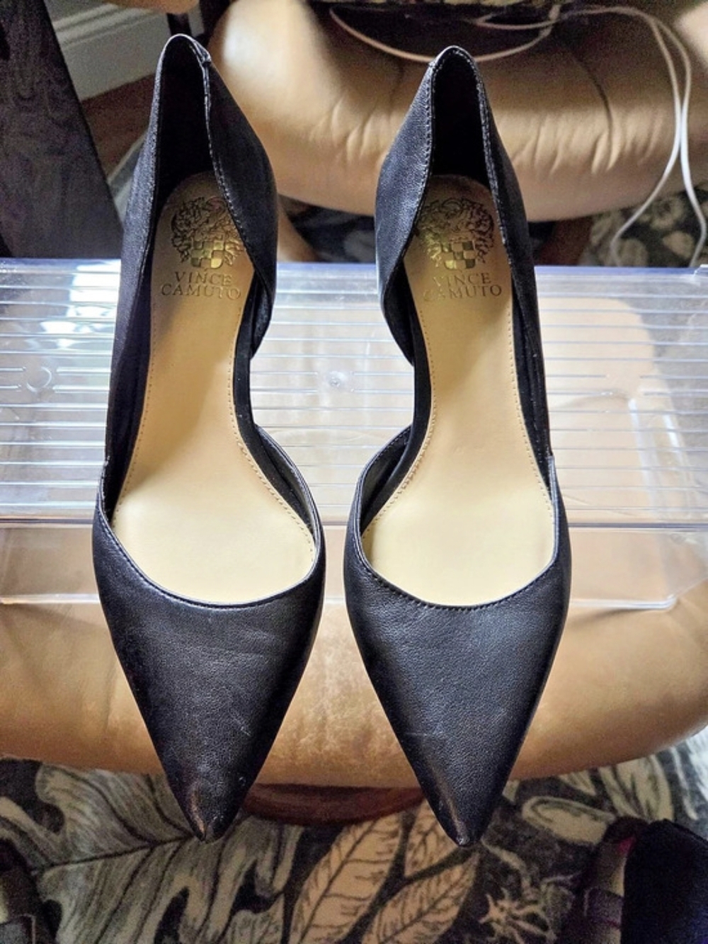 Vince Camuto Pointed Toe Wedge Heels in Black